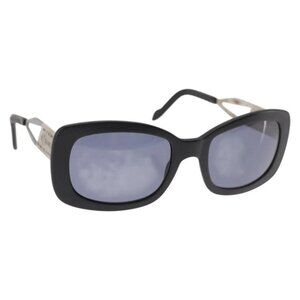 CHANEL Sunglasses Plastic Black CC Auth BA6232
